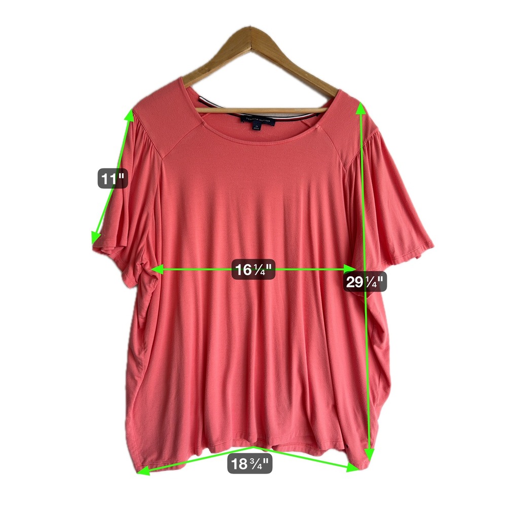 Tommy Hilfiger Flutter Sleeve Top Size 2X Coral Pink Scoop Neck Blouse - Picture 4 of 4